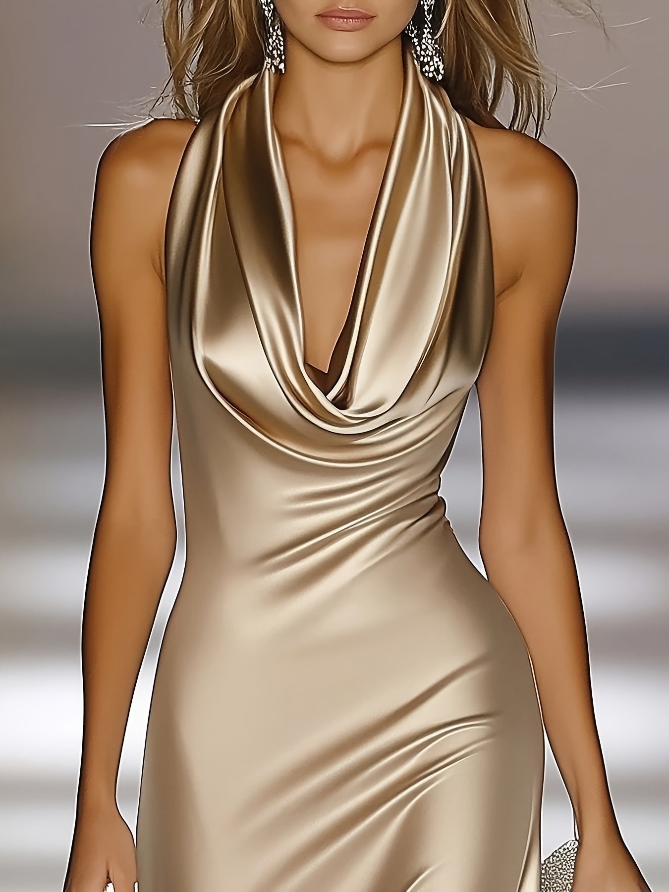 Elegant Evening | Women's Maxi Dress with Halter Neck & Backless Design 1