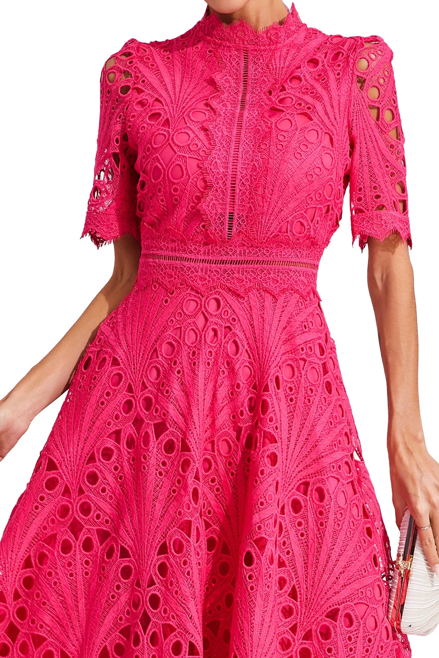 Elegant Lace Midi Dress | Women's Wedding Guest Dress with Flattering Fit 8