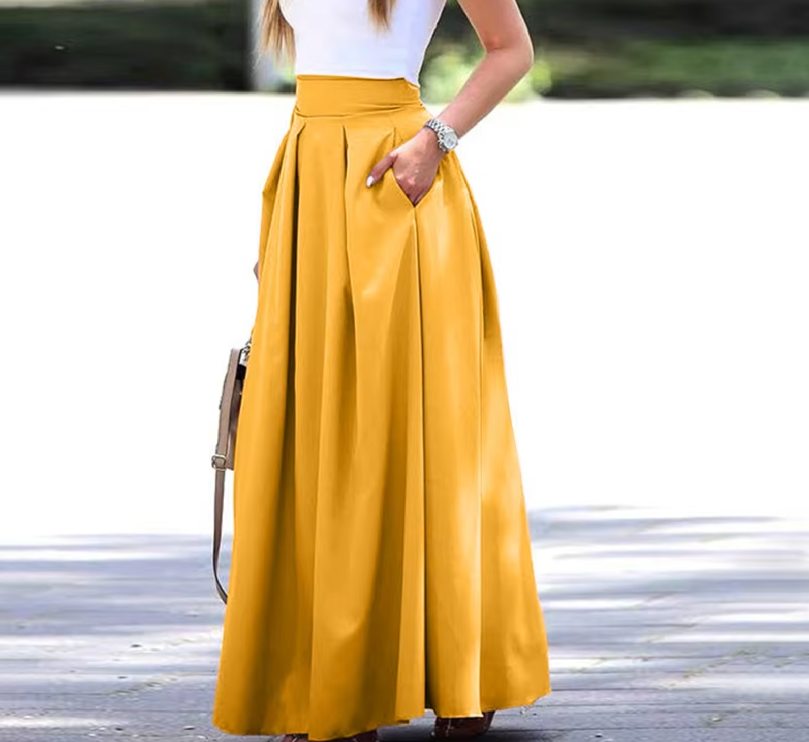 Elegant | Maxi Skirt for Women with High-Waist Design & Pockets 3