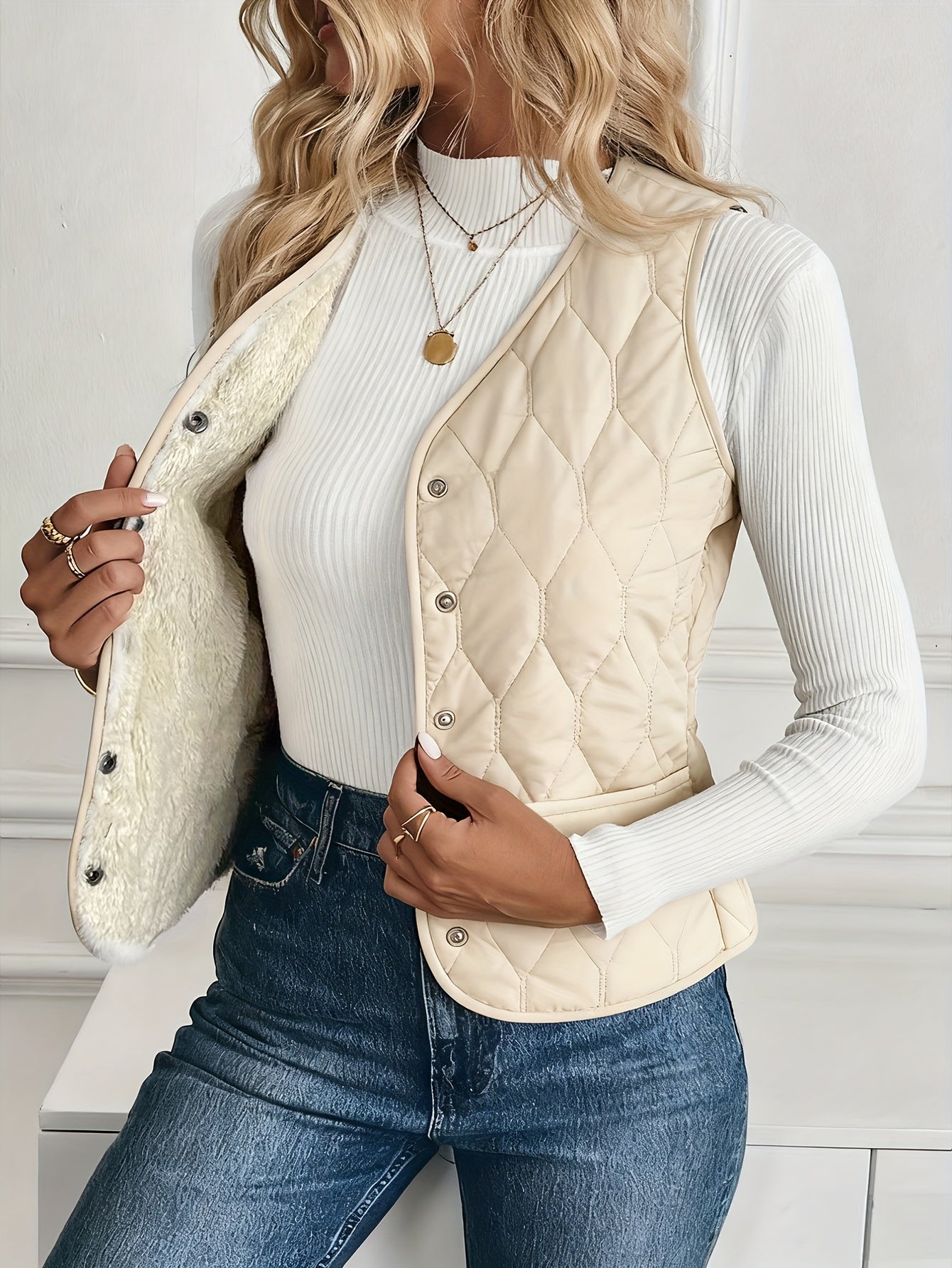 Elegant | Quilted Bomber Vest with Ultra-Soft Sherpa Lining & Lightweight Design 0
