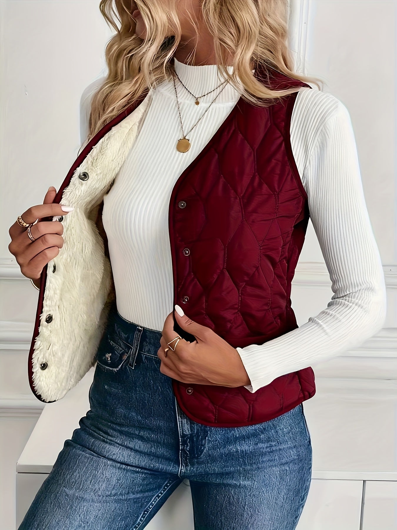 Elegant | Quilted Bomber Vest with Ultra-Soft Sherpa Lining & Lightweight Design 8