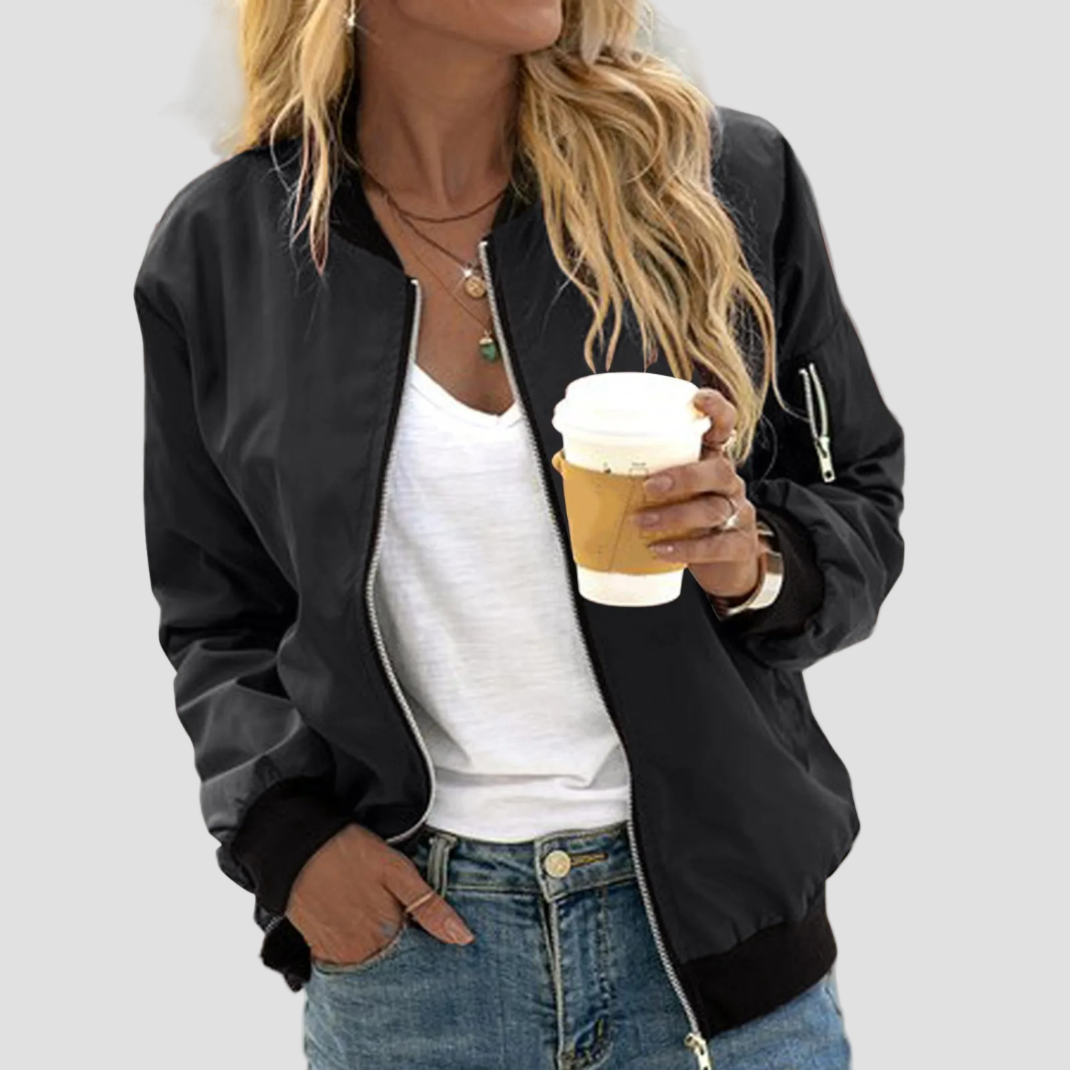 Women’s Zip Front Bomber Jacket