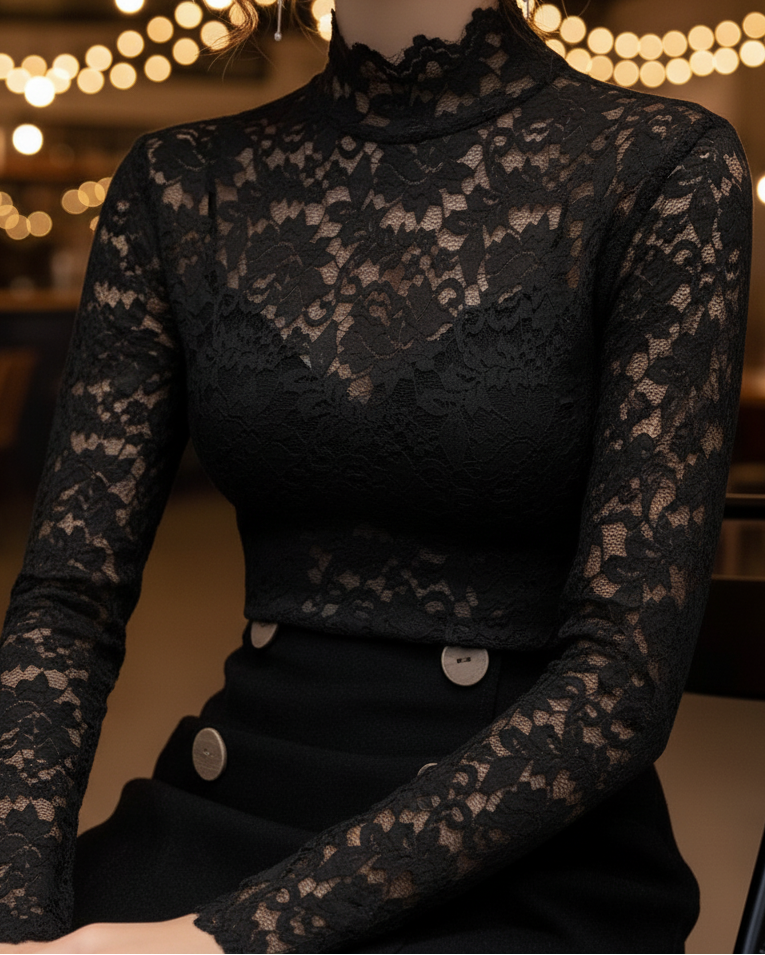 Ella | Elegant Lace High-Neck Blouse for Women 5