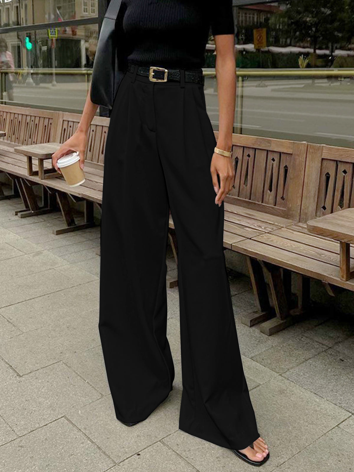 Ella | Stylish Black Wide Leg Trousers for Women 1