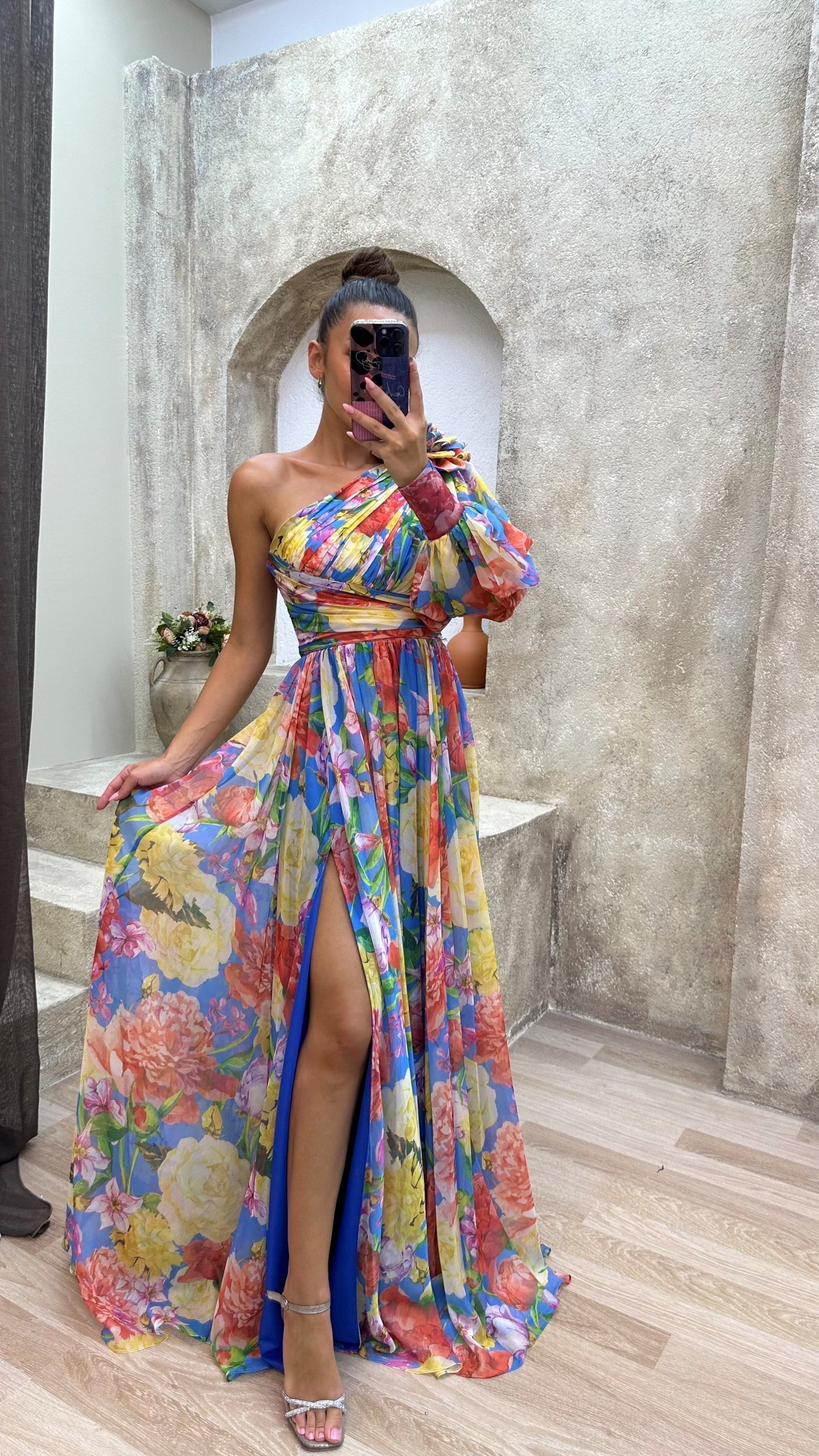 Emily | Elegant Floral One Shoulder Maxi Dress for Weddings and Summer Events 0