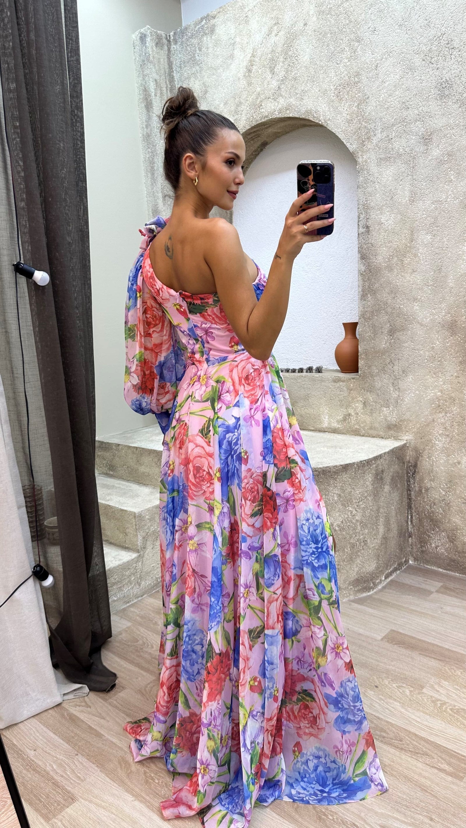 Emily | Elegant Floral One Shoulder Maxi Dress for Weddings and Summer Events 3