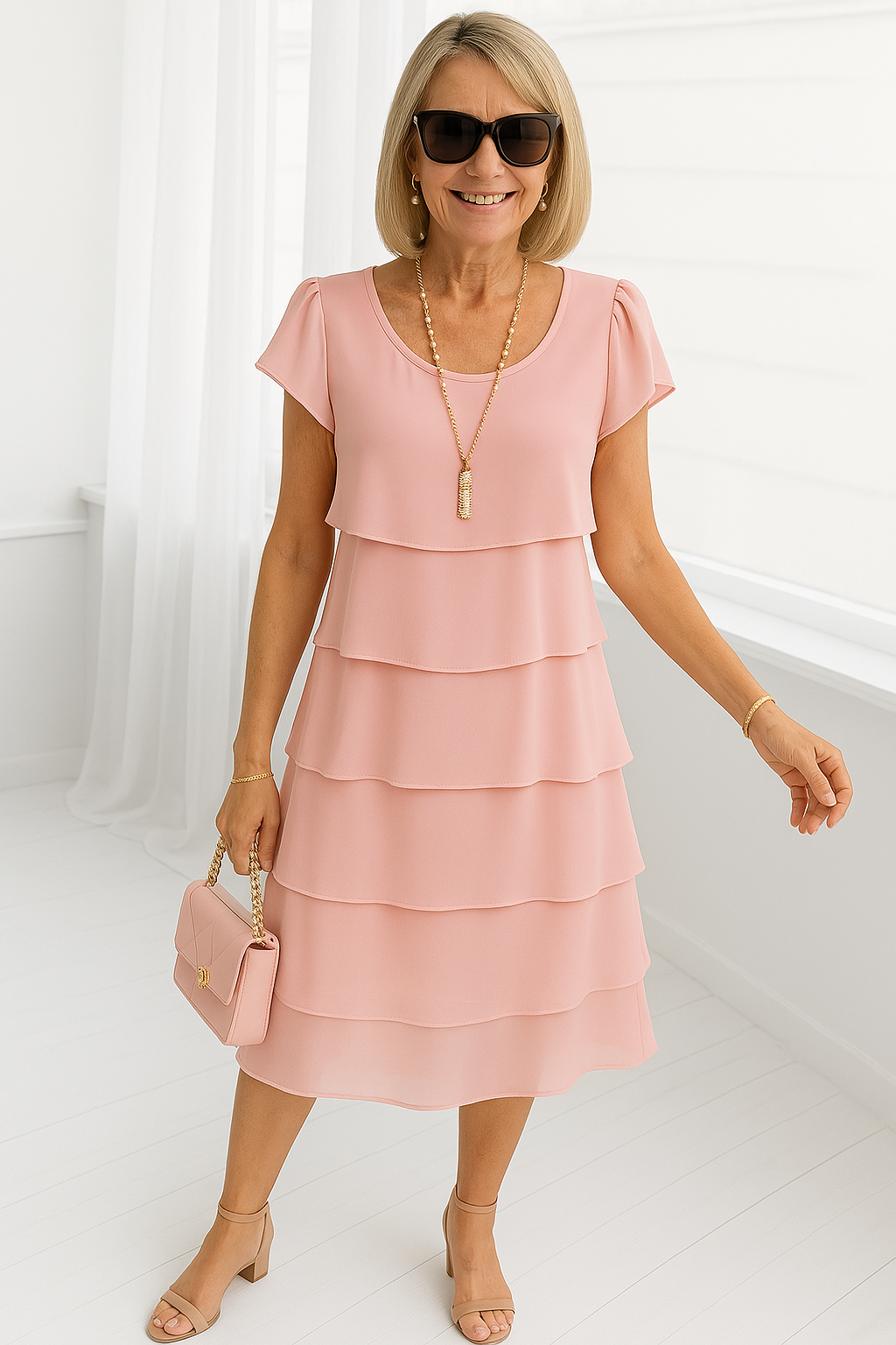 Emily | Elegant Layered Midi Dress for Women 3