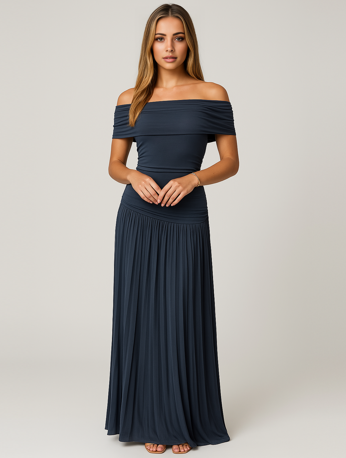 Emma | Elegant Pleated Long Sleeve Maxi Dress for Women 6