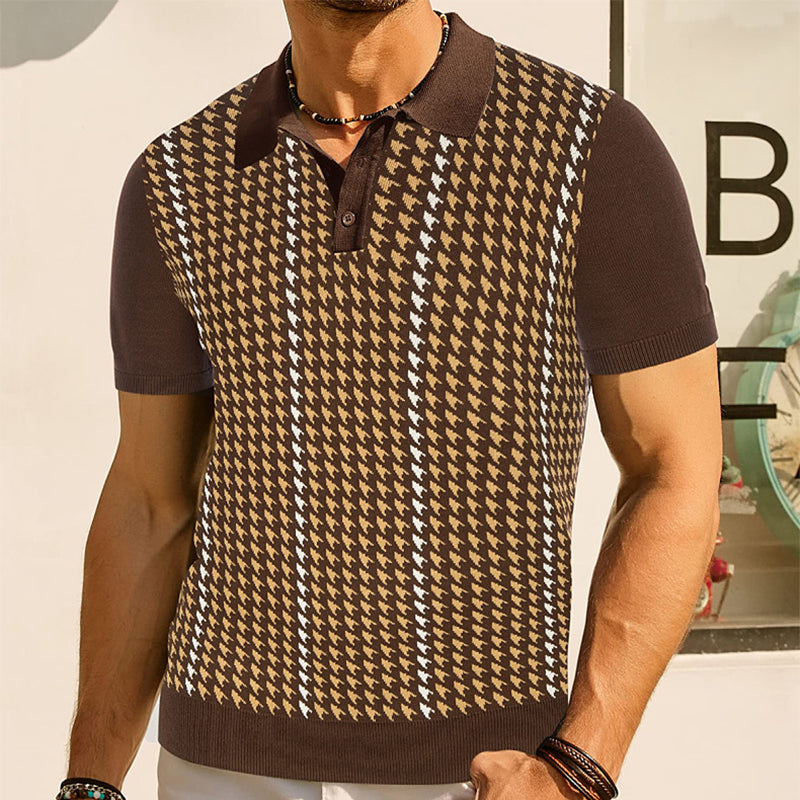 Ethan | Classic Vintage Houndstooth Polo Shirt 2