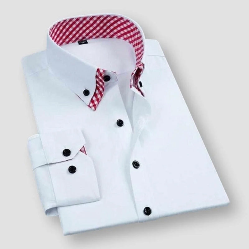 Ethan | Elegant White Dress Shirt With Contrast Collar 0