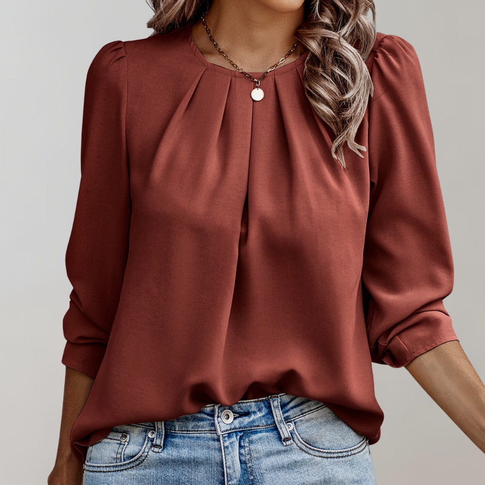 Evelyn Collection | Women's Blouse with Pleated Design & Puff Sleeves 4