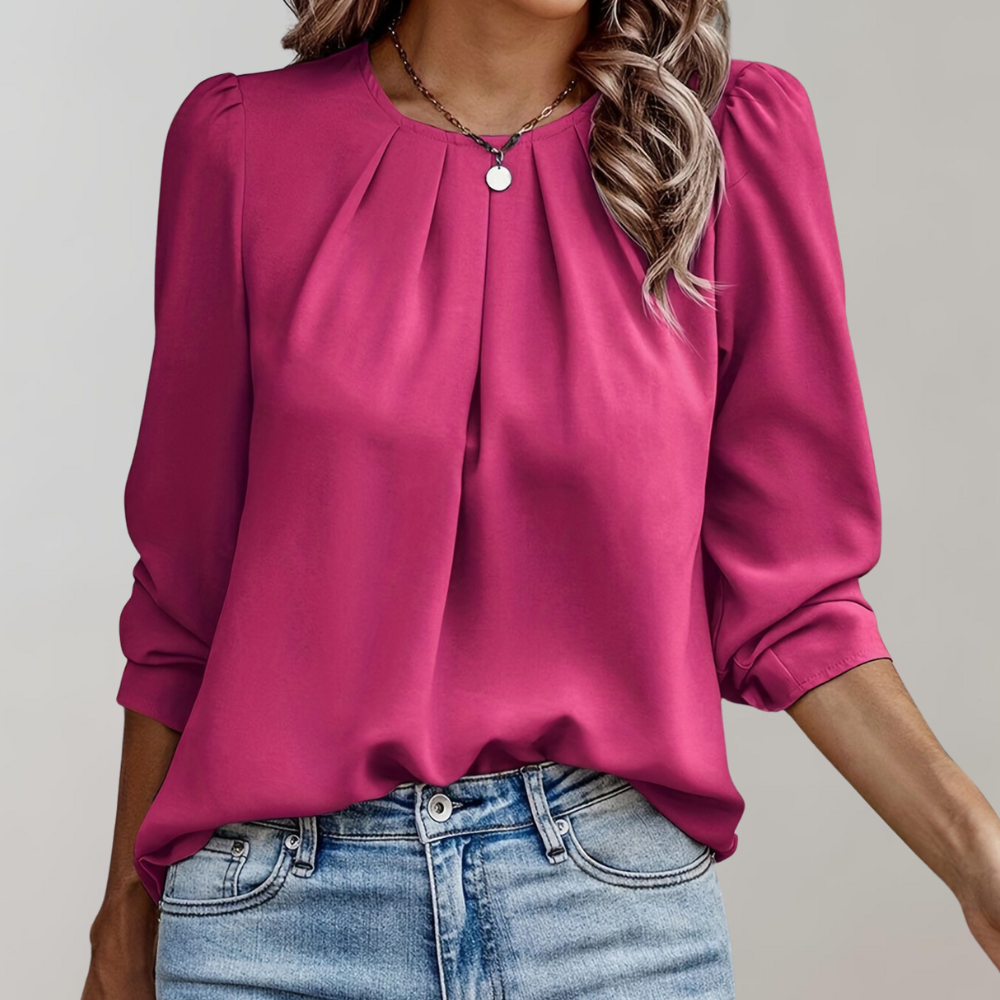 Evelyn Collection | Women's Blouse with Pleated Design & Puff Sleeves 5