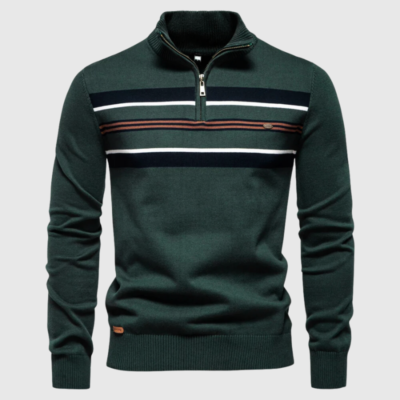 Men’s Half-Zip Striped Knit Jumper