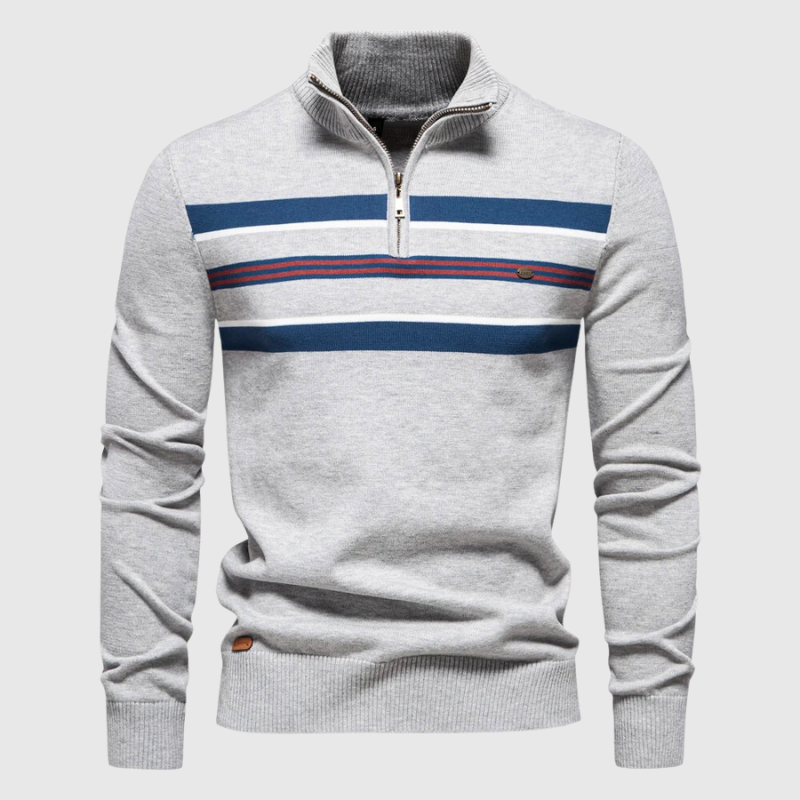 Men’s Half-Zip Striped Knit Jumper