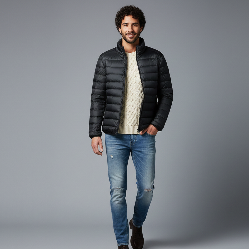 Men’s Zip-Up Jacket with Stand Collar