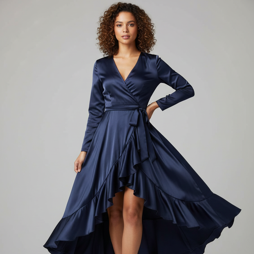 Women’s V-Neck Wrap Midi Dress
