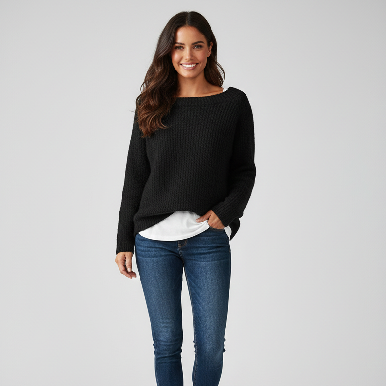 Women’s Loose Fit Boat Neck Knit Jumper