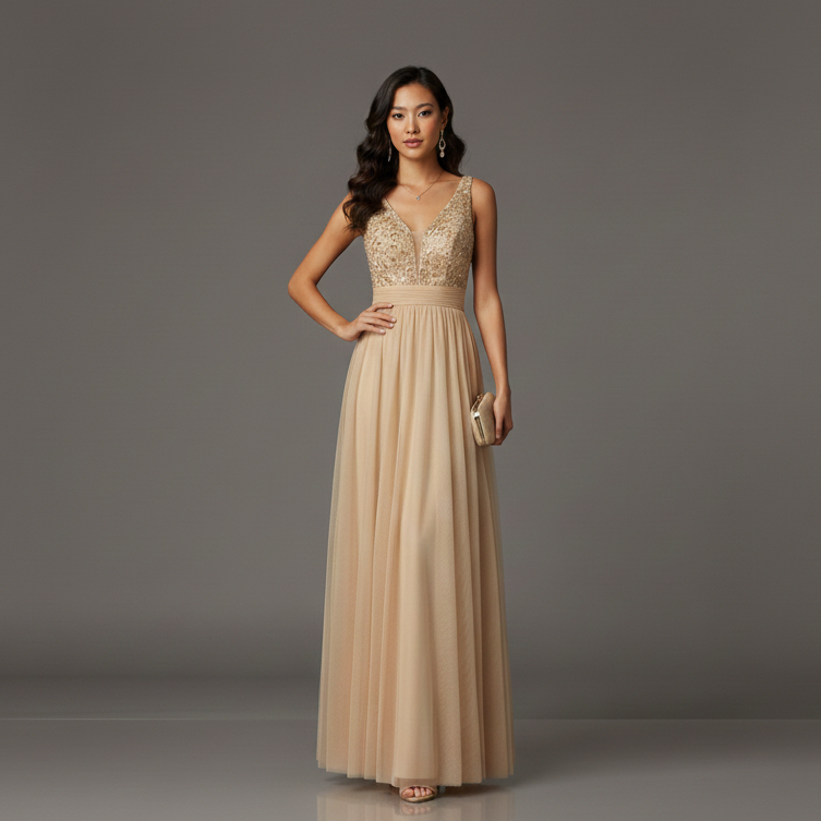 Women’s Sequin V-Neck Maxi Dress