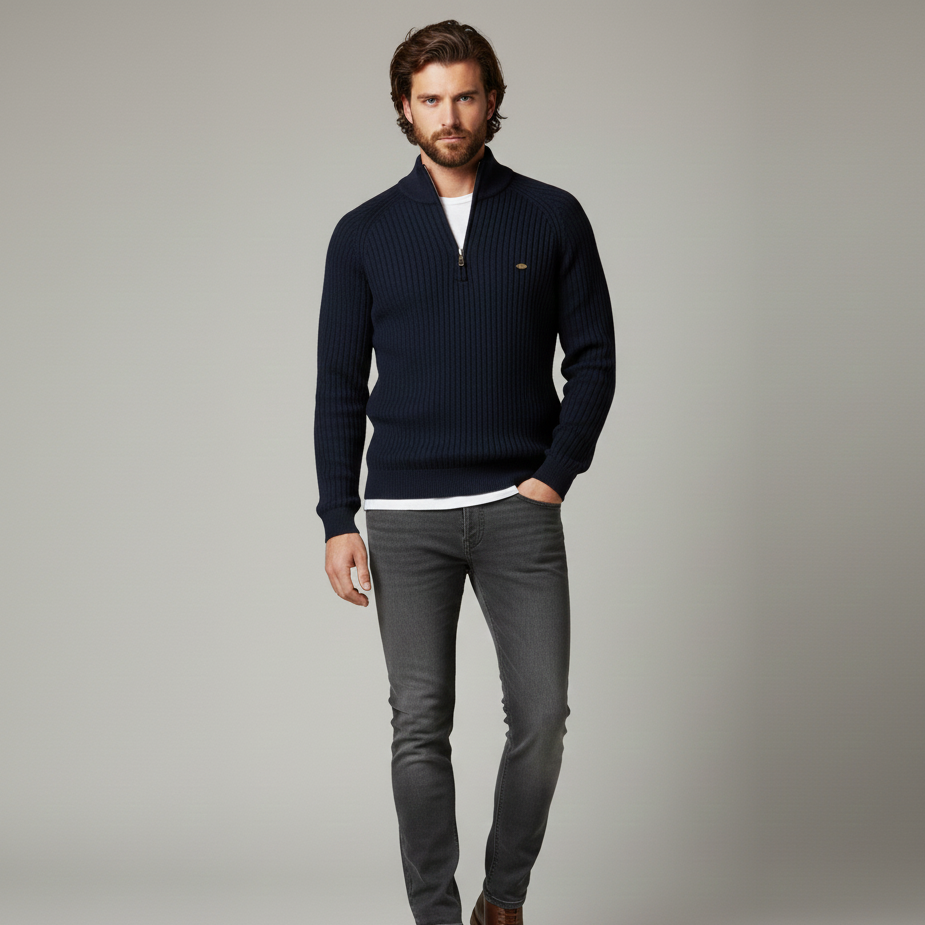 Men’s Slim Fit Half-Zip Knit Jumper