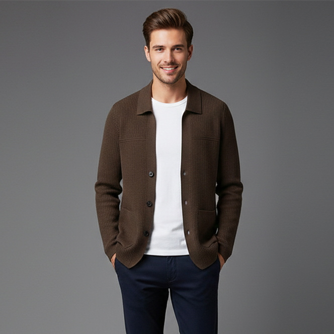 Archer | Men's Ribbed Cardigan with Deep Pockets