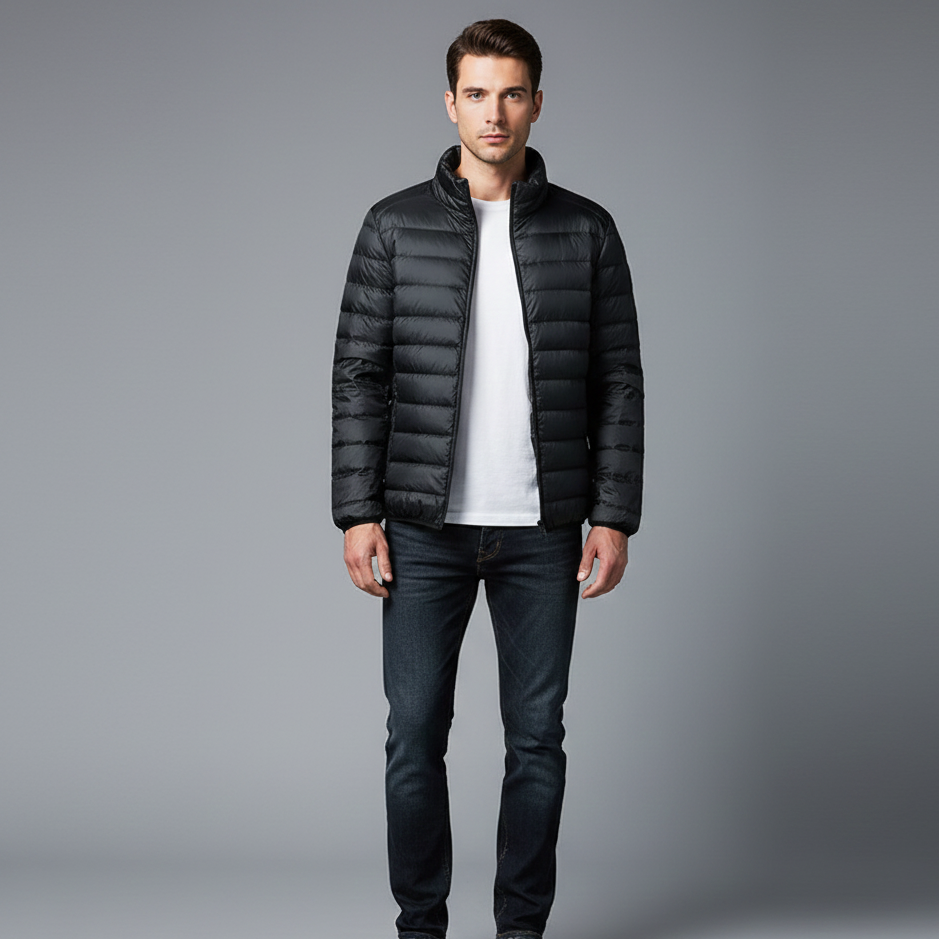 Men’s Zip-Up Jacket with Stand Collar