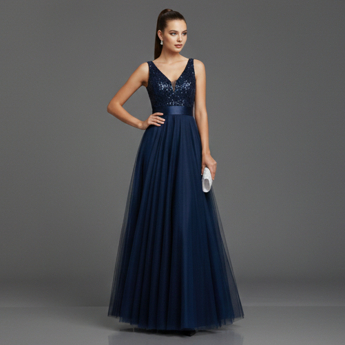 Women’s Sequin V-Neck Maxi Dress