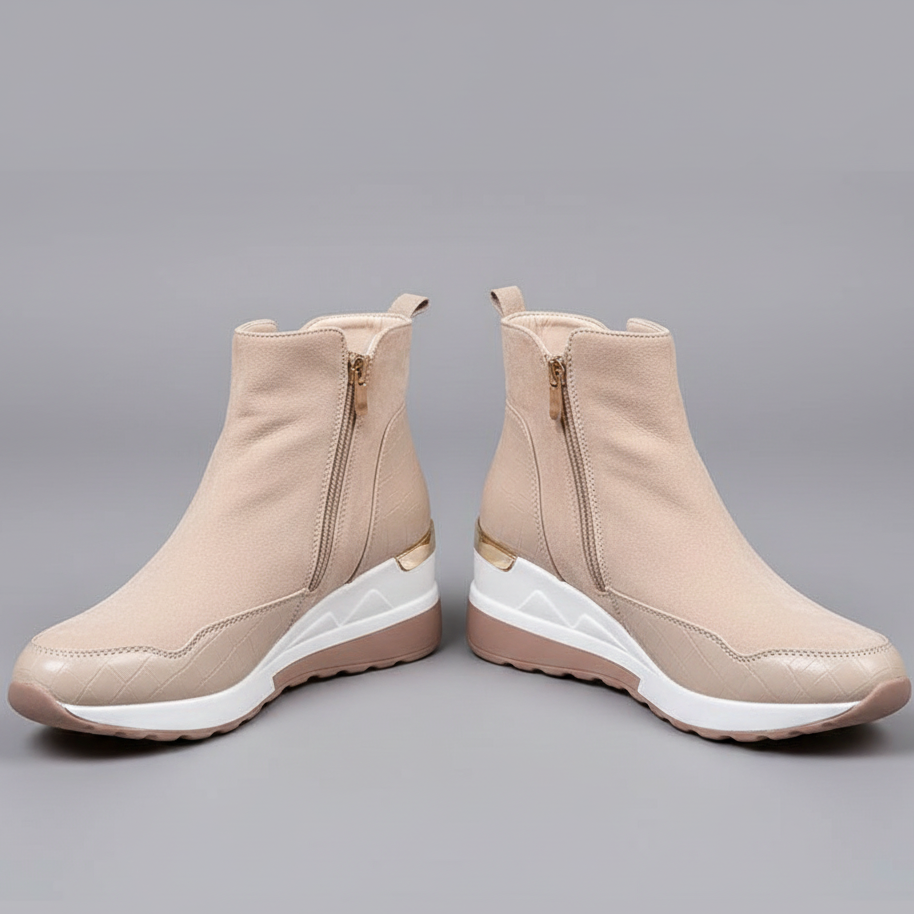 Women’s Wedge Heel Ankle Boots with Side Zip
