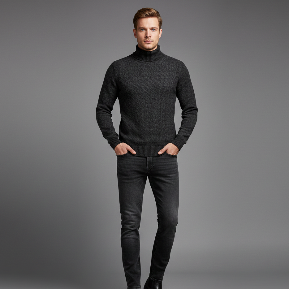Men’s Slim Fit Turtleneck Knit Jumper