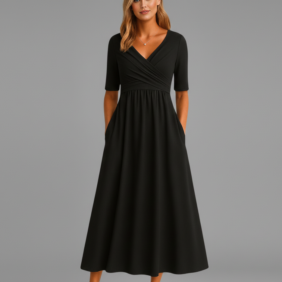 Women’s V-Neck Midi Dress – Chic Collection