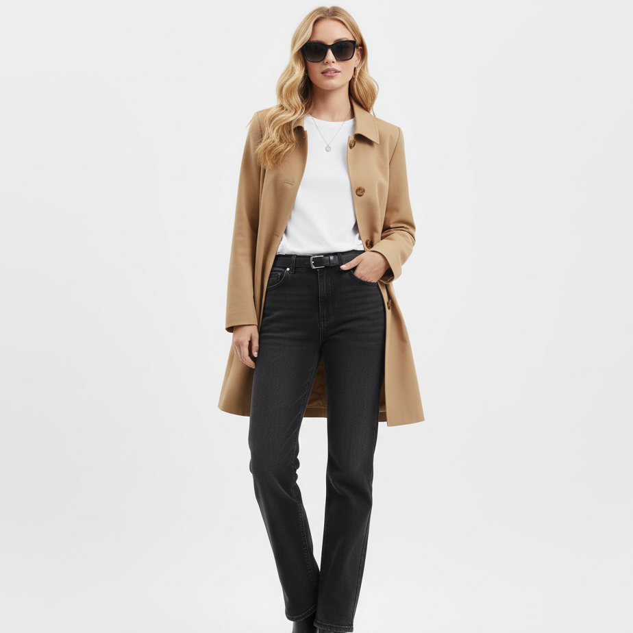 Women’s Single-Breasted Knee-Length Trench Coat