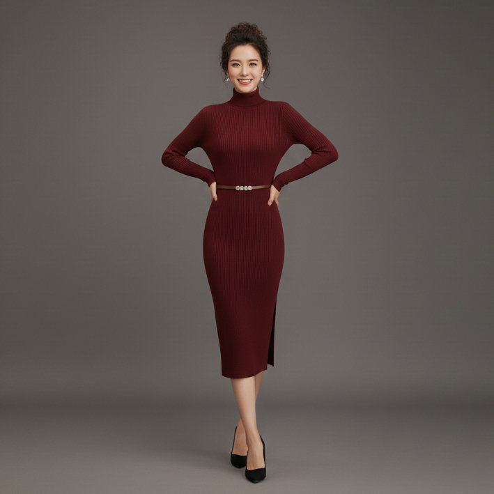 Women’s Long Sleeve Midi Dress – Grace Collection