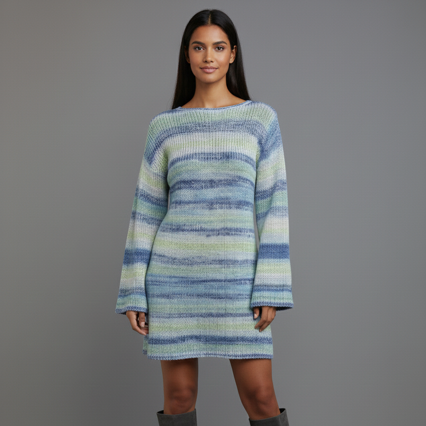 Women’s Striped Gradient Bodycon Knit Mini Dress