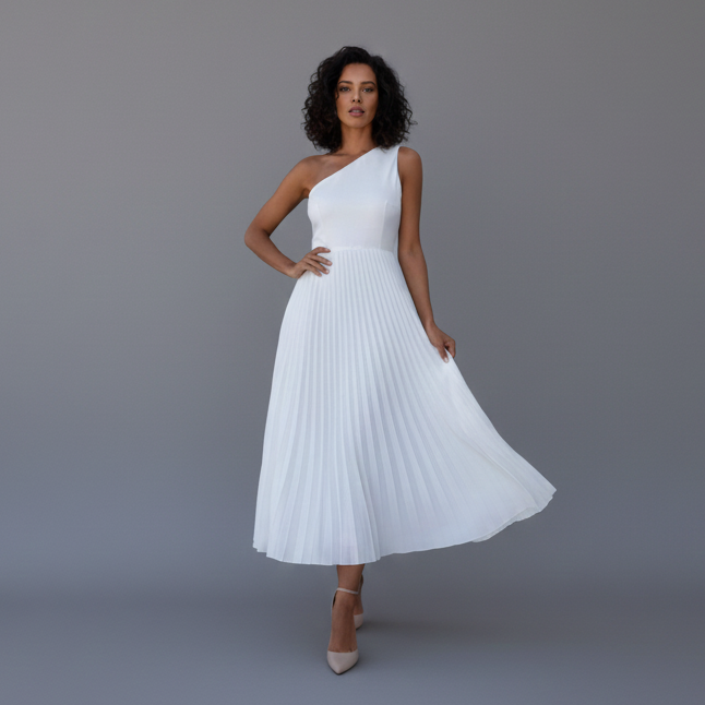 Emirald | Chic One Shoulder Pleated Maxi Dress