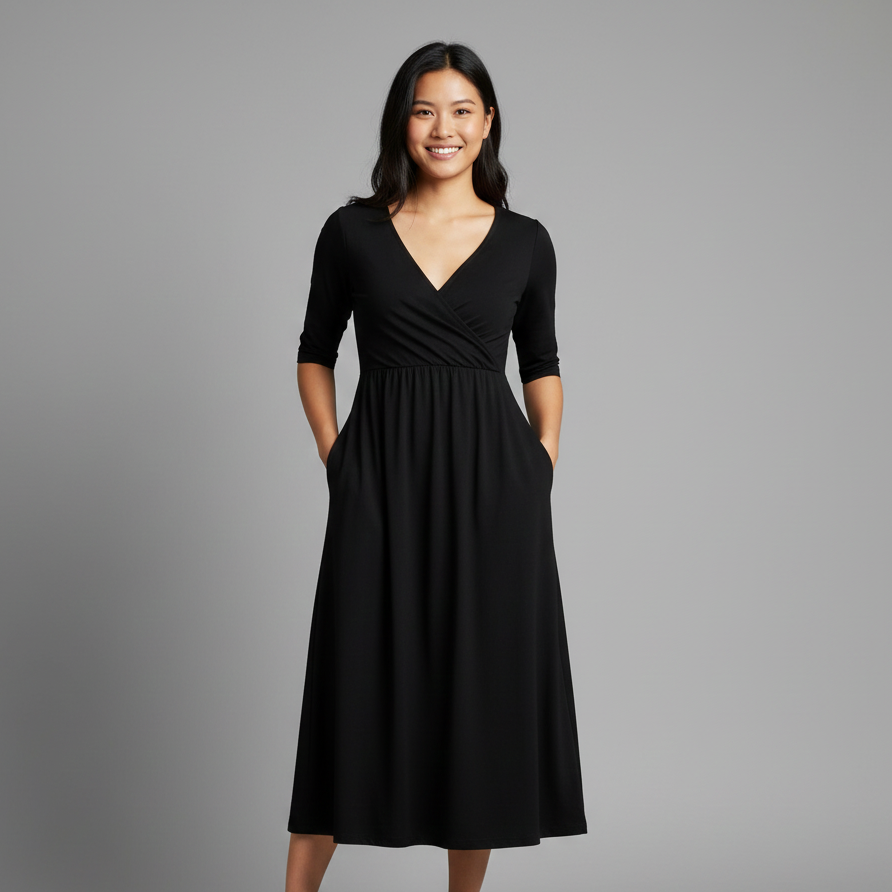 Women’s V-Neck Midi Dress – Chic Collection