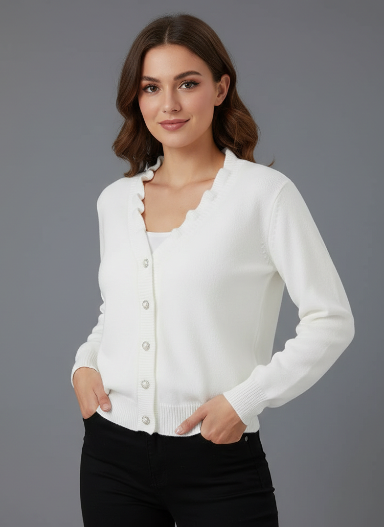 Darcey | Women's Ruffle Blouse with Decorative Buttons