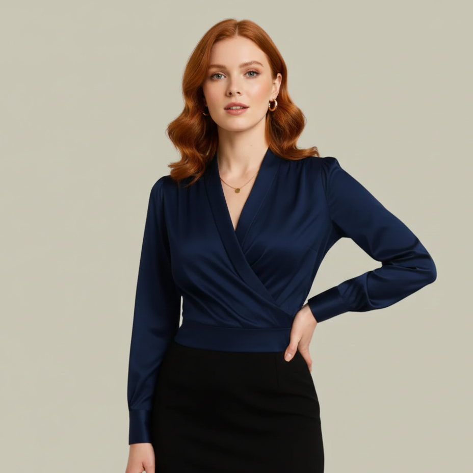 Cora | Women's White Blouse with V-Neck