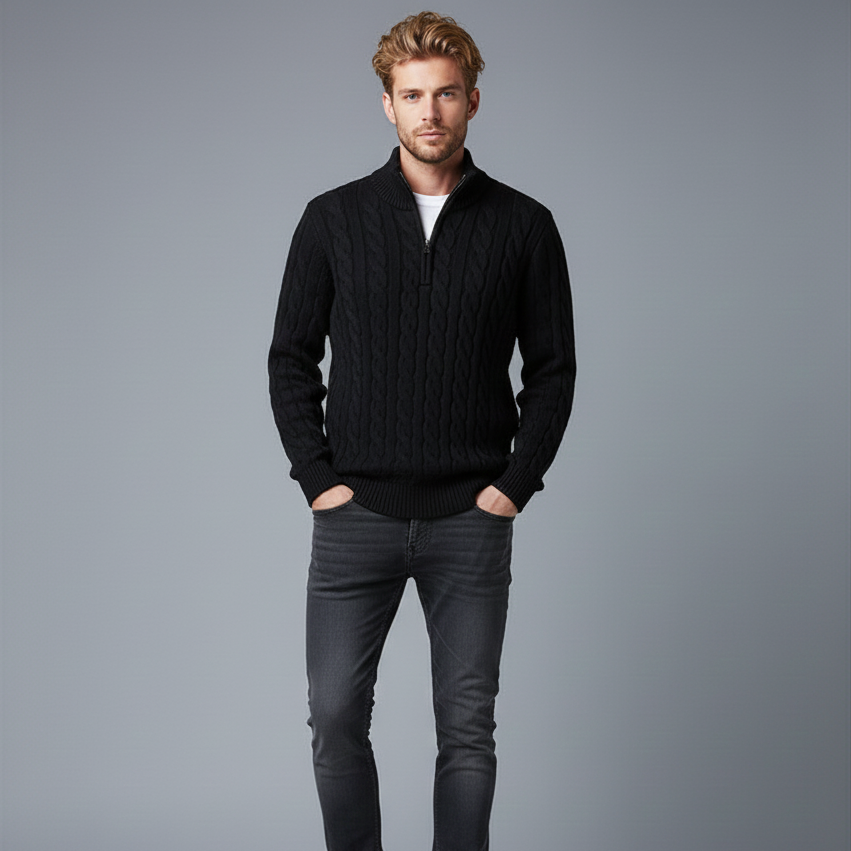 Men’s Cable Knit Half-Zip Jumper