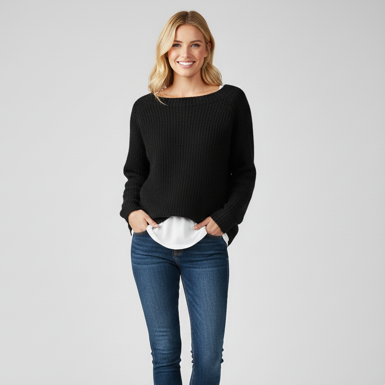 Women’s Loose Fit Boat Neck Knit Jumper