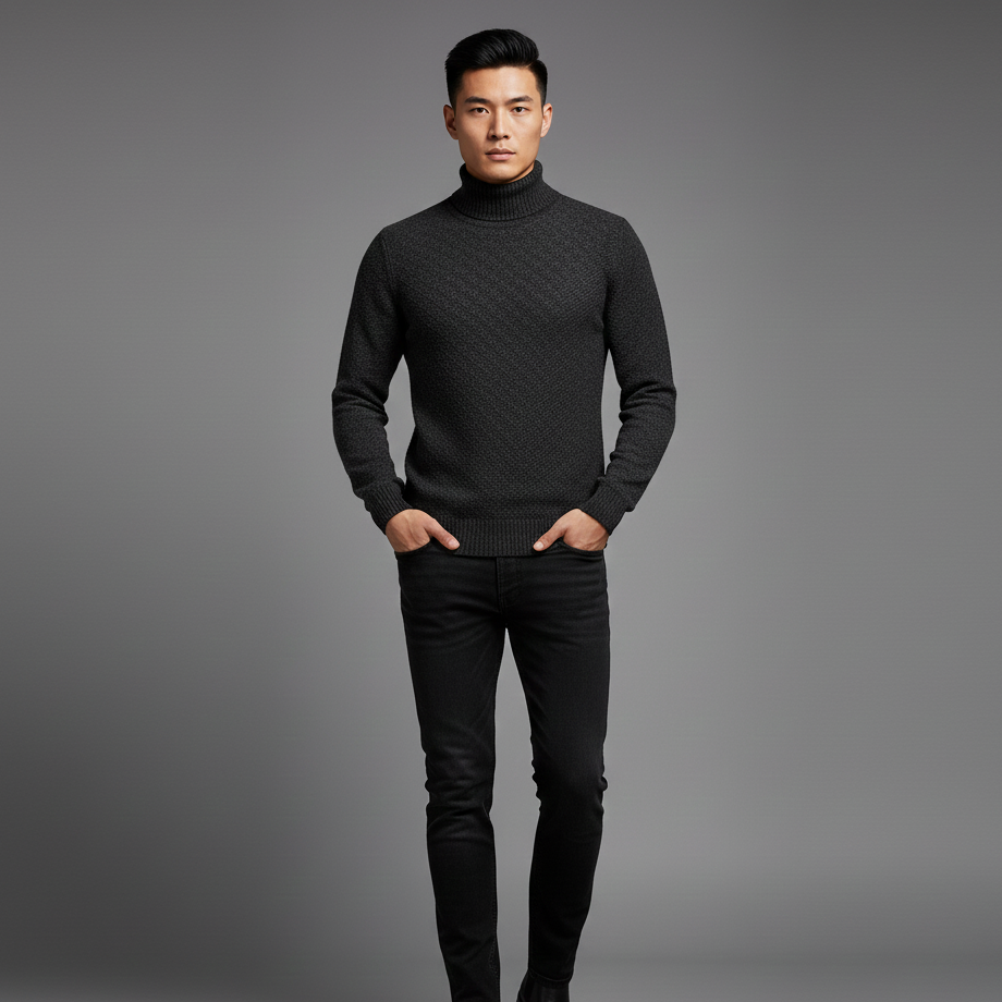 Men’s Slim Fit Turtleneck Knit Jumper
