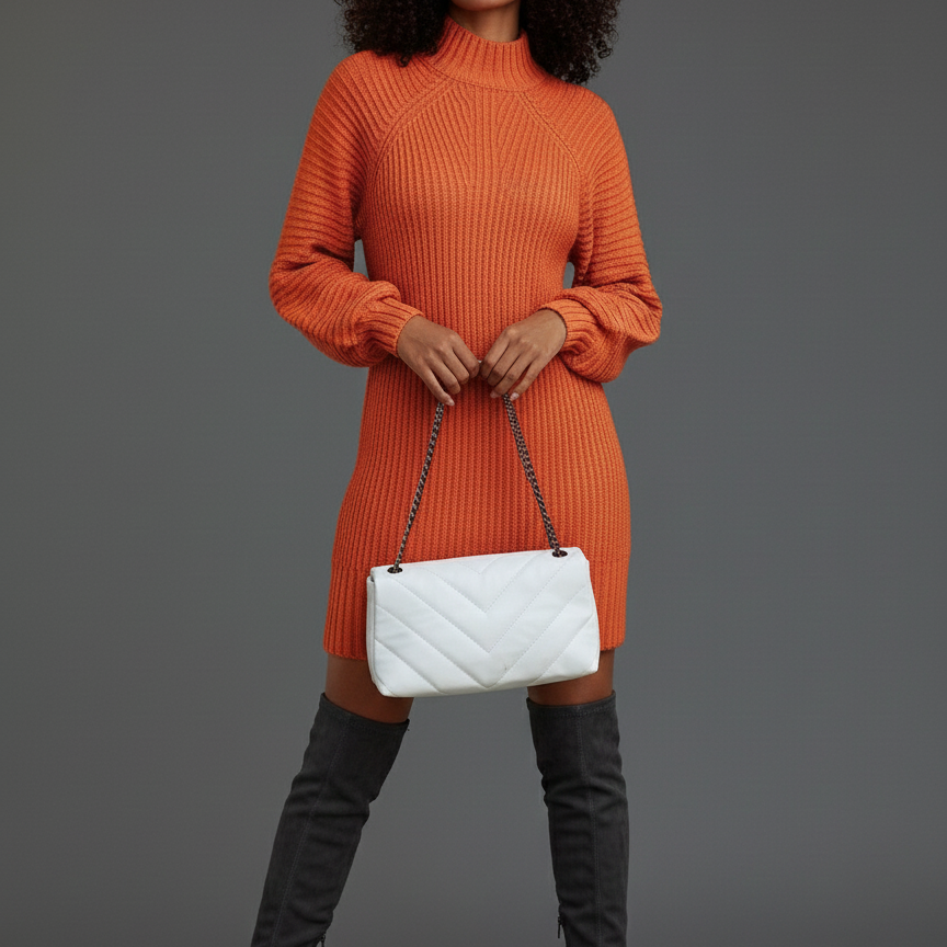 Women’s Casual Knitted Dress for Spring and Autumn