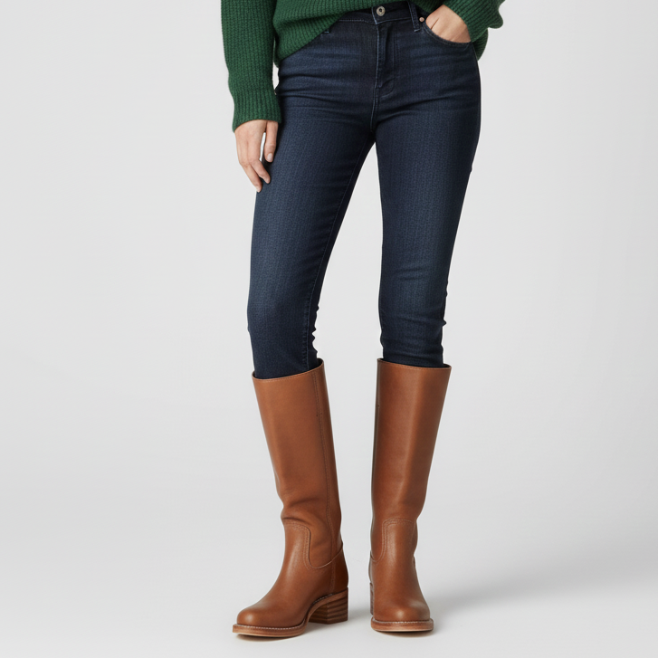 Women’s Knee High Boots with Stacked Heel