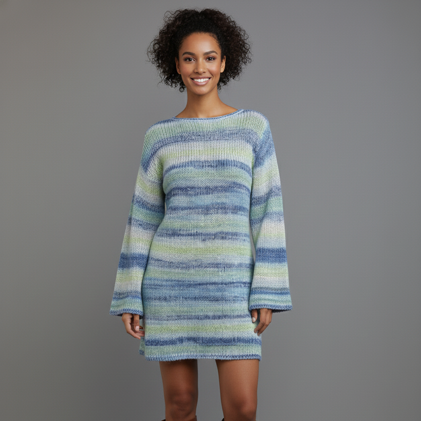 Women’s Striped Gradient Bodycon Knit Mini Dress