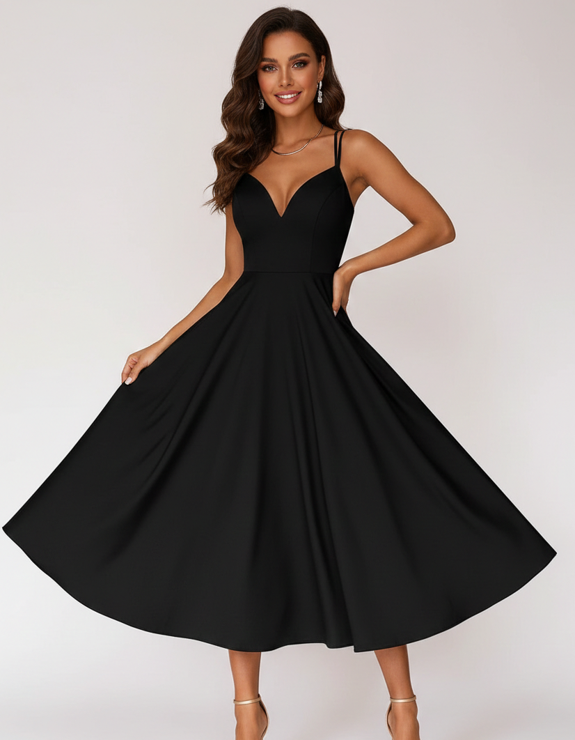 Sophia | Elegant Strappy Midi Wedding Guest Dress