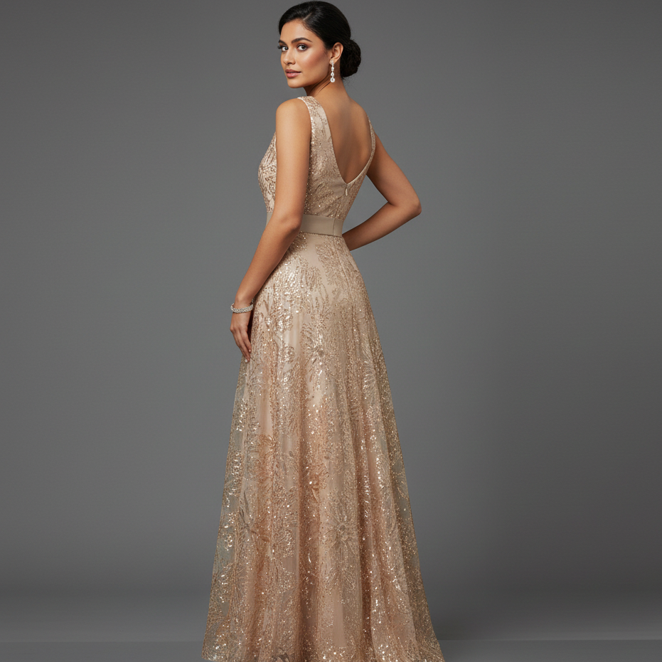 Women’s Embroidered V-Neck Maxi Dress