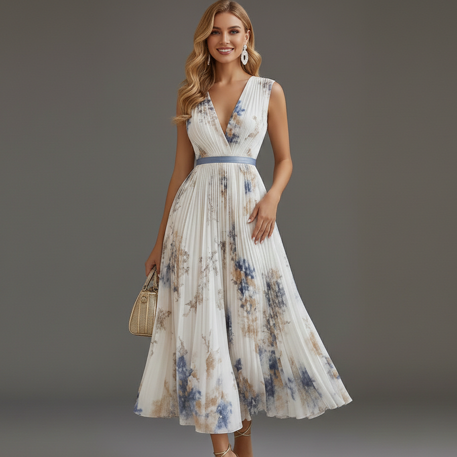 Elsay | Wedding Guest Dress with V-Neckline
