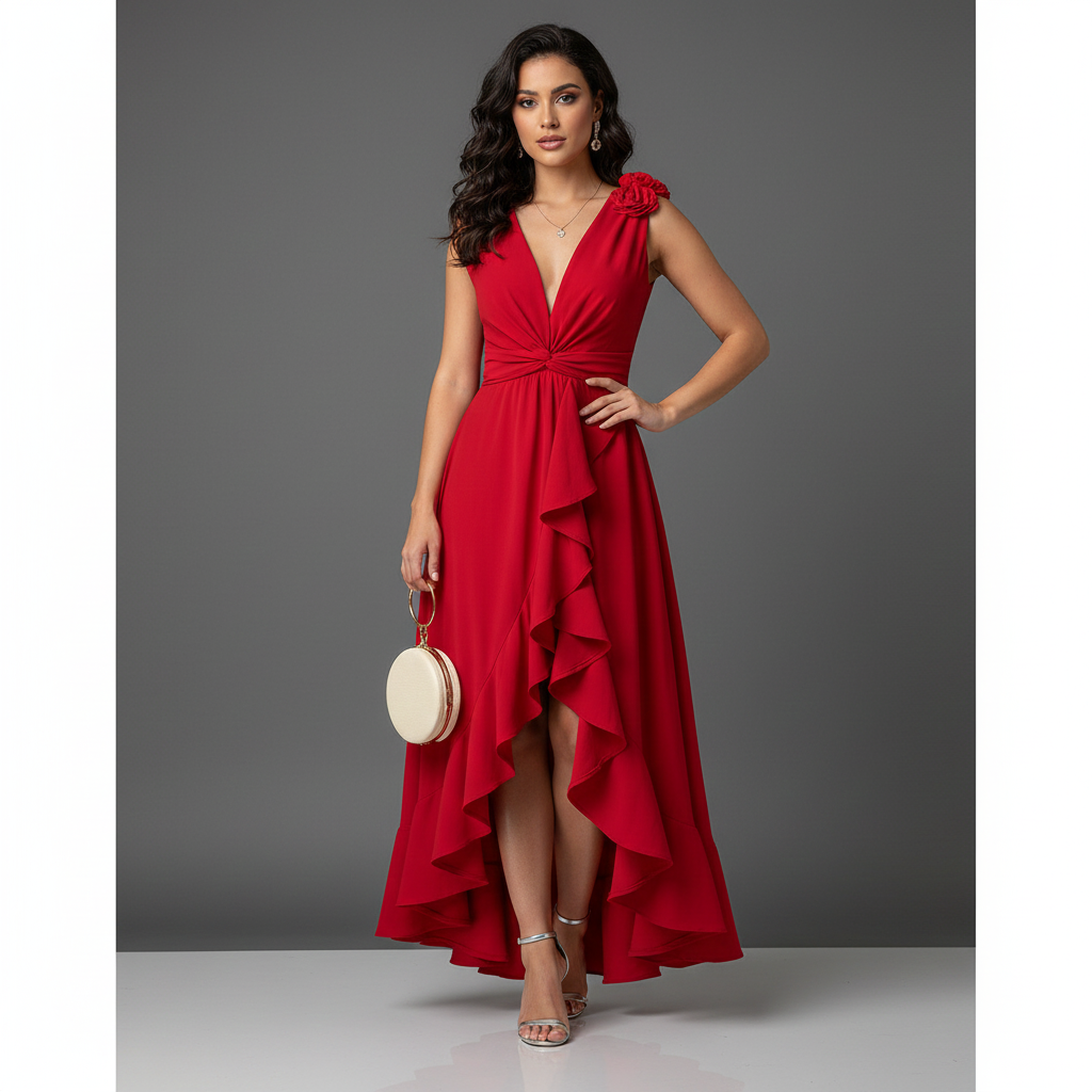 Women’s Asymmetrical Hem Fit & Flare Dress