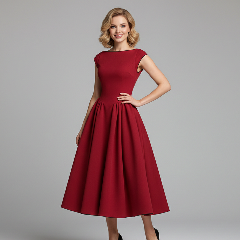 Susan | Women's Midi Dress with Fluid Movement Design