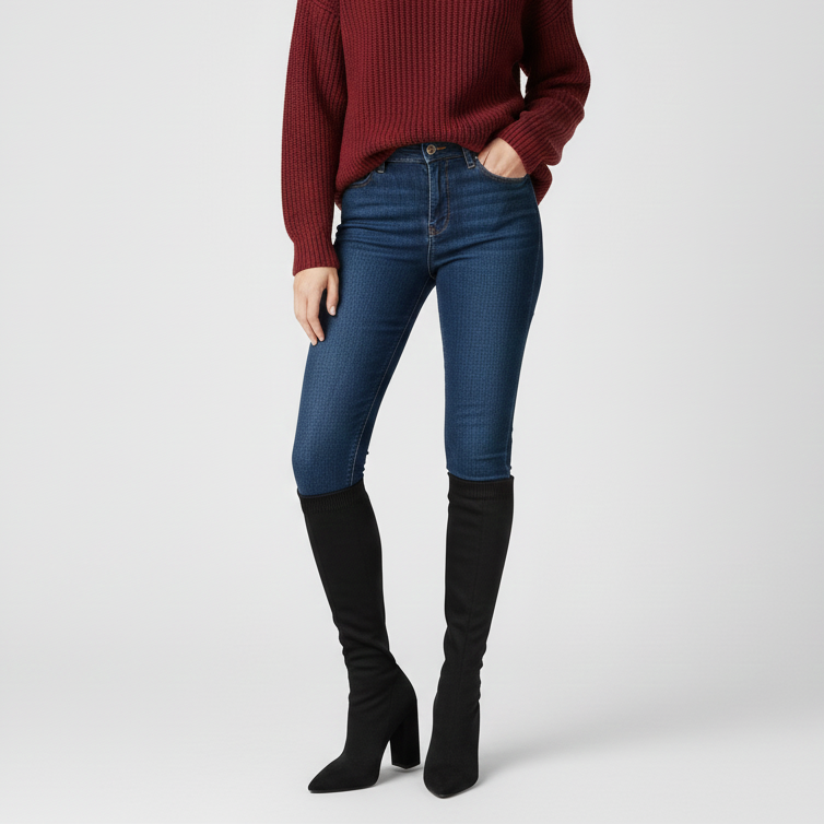 Women’s Knee High Stretch Knit Sock Boots