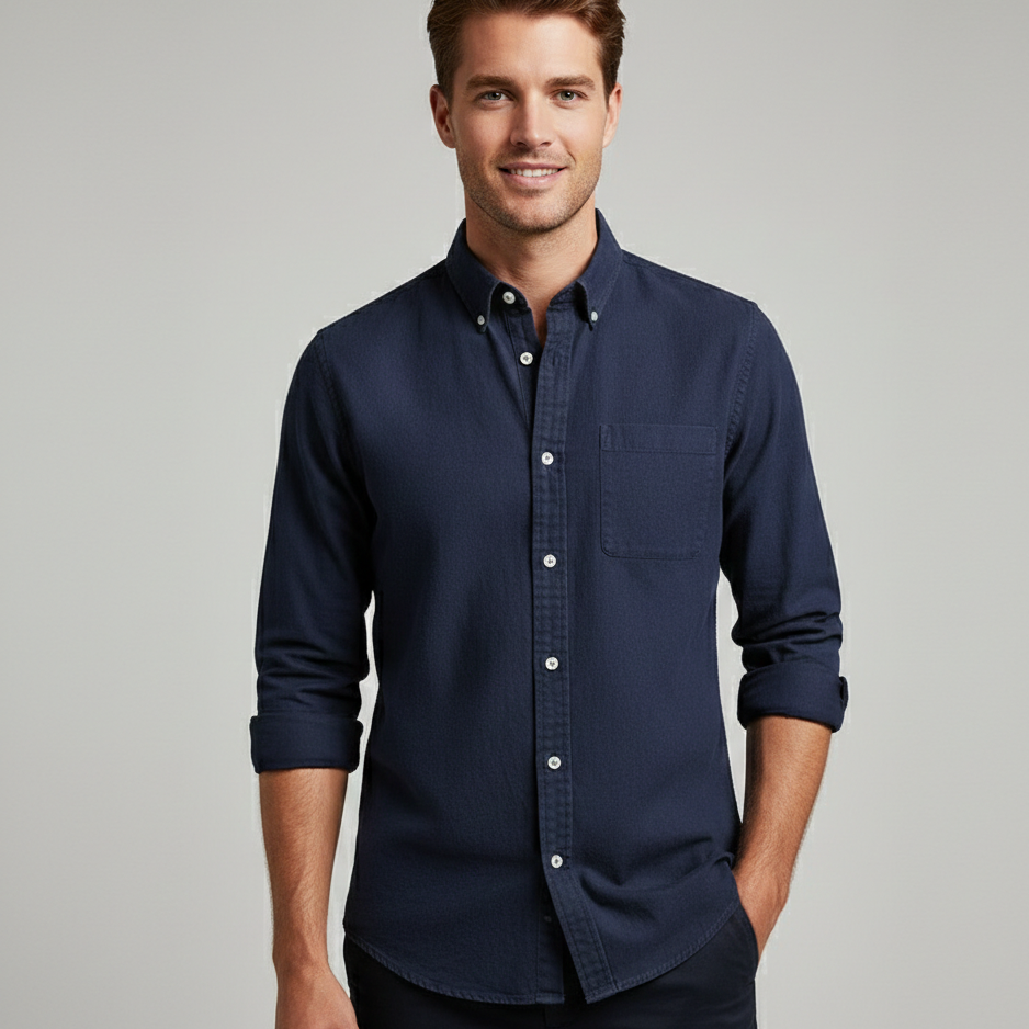 Samuel | Men’s Denim Blend Button-Up Shirt