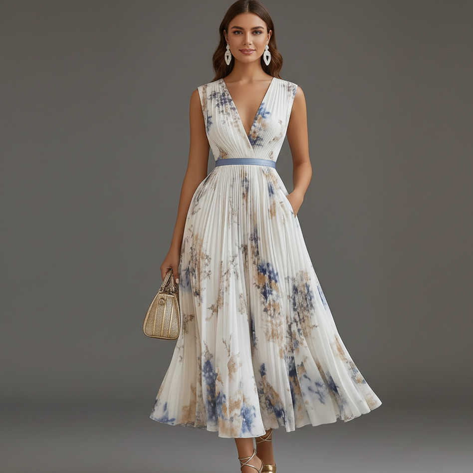 Elsay | Wedding Guest Dress with V-Neckline